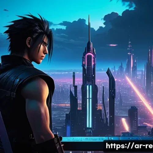 플레이스테이션 1 발매 초기 독점작 - A detailed, atmospheric scene inspired by PlayStation 1&rsquo;s &ldquo;Final Fantasy VII&rdquo;: a young male protagon...