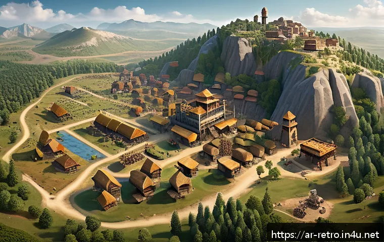 워크래프트 2 전략 공략 - A detailed isometric view of a medieval fantasy base in a real-time strategy game, showing balanced ...