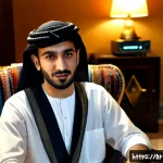 고전 게임 수집가 인터뷰 - Photorealistic documentary-style interview with a passionate Arab retro video game collector in a wa...